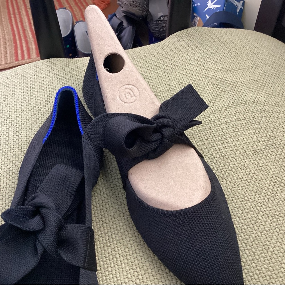 Rothy's Black Flats with Bow Accent